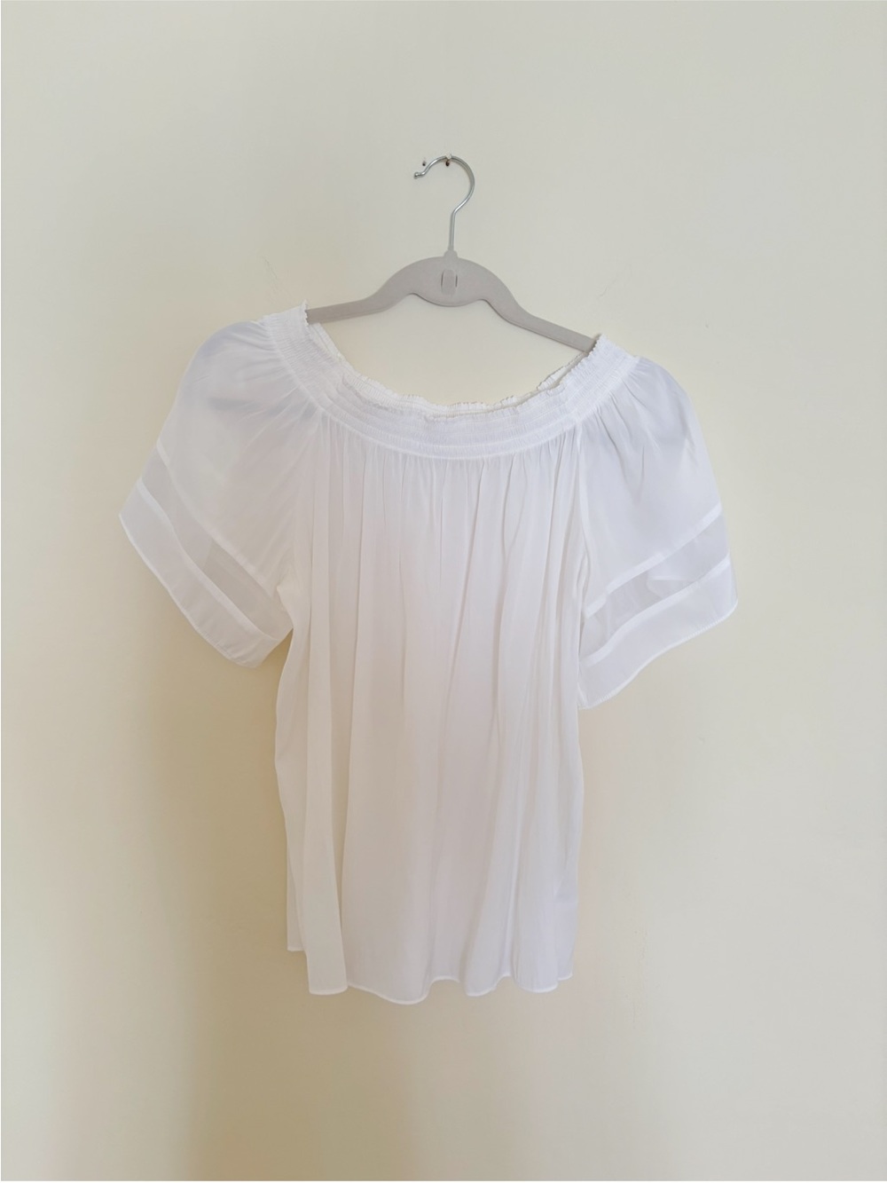 Ramy Brook White Off-the-Shoulder Peasant Blouse Size S